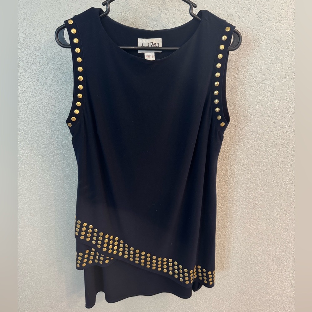 Joseph Ribkoff Black Top with Gold Stud Accents
